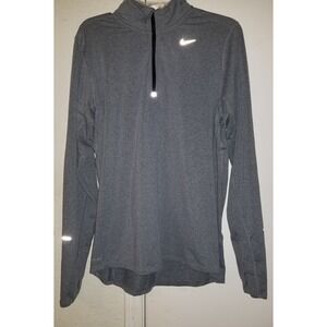 NIKE RUNNING Jacket Women's REFLECTIVE Patches DRI-FIT 1/4 Zip Gray Medium